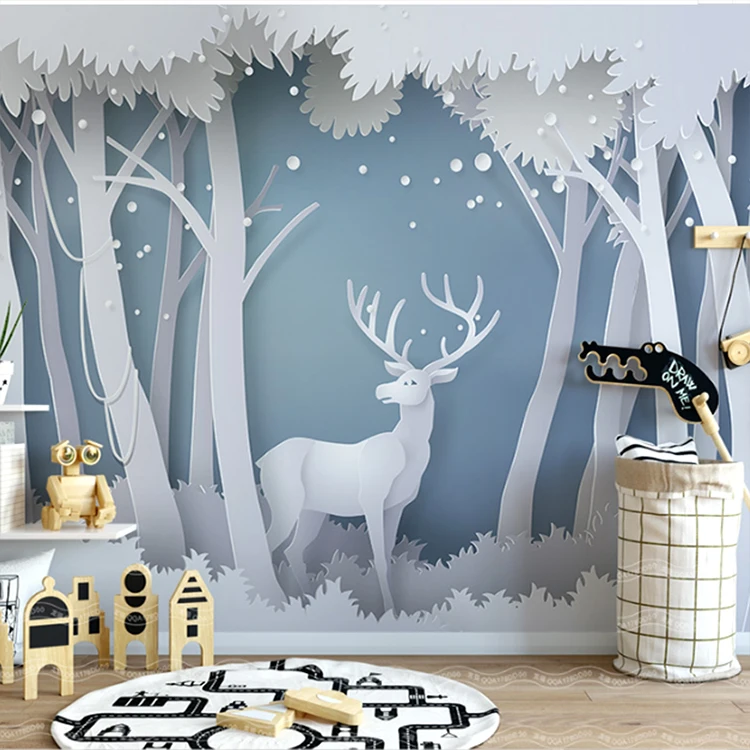 موضة جميلة الأيائل خلفية ثلاثية الأبعاد الغابات ديكور المنزل ورق الحائط