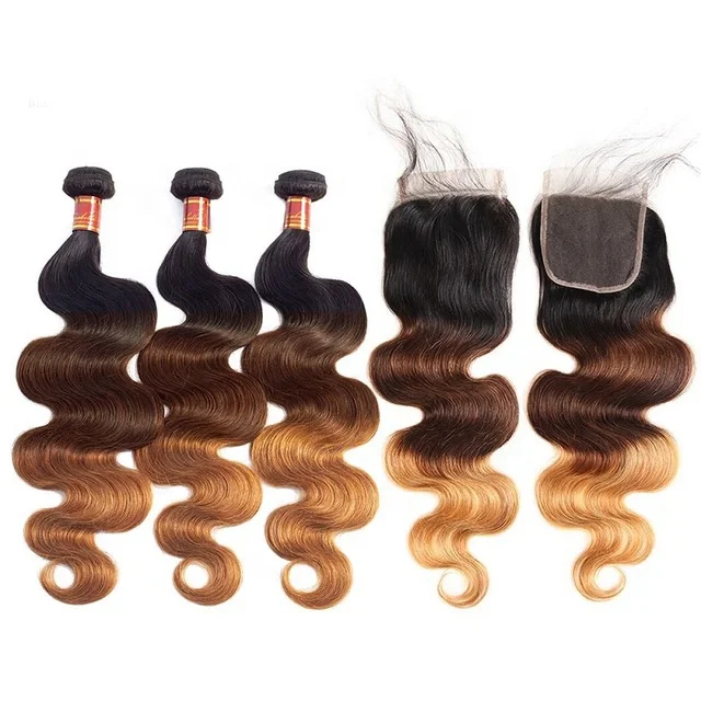 Unprocessed Human Body Wave T1b/4/27 3 Tone Ombre Color Brazilian Virgin Hair With Closure
Unprocessed Human Body Wave T1b/4/27 3 Tone Ombre Color Brazilian Virgin Hair With Closure
