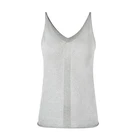 Pointelle V neck new summer sexy off shoulder women fancy knitting soft slim vest top for ladies top quality custom print
