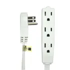 15 Feet Extension Cord / Wire, 3 Prong Grounded, 3 outlets, Angeled Flat Plug