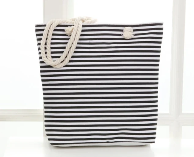 New Fashion Shopping Bag Hemp Rope Portable Canvas Bag Stripe Pattern Handbag for Women, Black
New Fashion Shopping Bag Hemp Rope Portable Canvas Bag Stripe Pattern Handbag for Women, Black