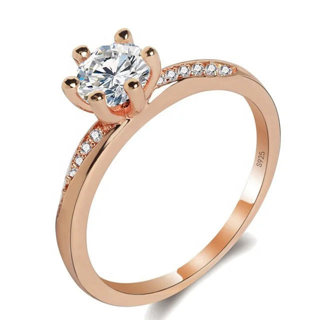 European American Trendy Six Claw Rhinestone Zircon Ring Couple Wedding Ring Female Rose Gold Color Jewelry Finger Ring Women
European American Trendy Six Claw Rhinestone Zircon Ring Couple Wedding Ring Female Rose Gold Color Jewelry Finger Ring Women