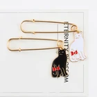Hot Metal Cute Style Brooch Black White Cat Enamel Pin Badge Lapel Pin