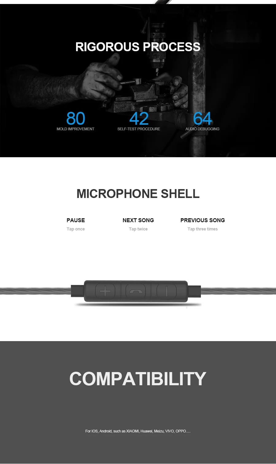 Langsdom D4X Double Driver Earphone Wired Dual Speaker Fashionable Earphones With Mic - ANKUX.COM