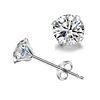 Fashion jewelry Silver single cz stone diamond 7MM stud earring by Moyu
