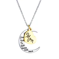 

Heart Pendant Stainless Steel Necklace Jewelry I love you to the Moon Back letter Mom Necklaces for women Mother Day Gift