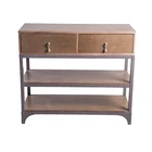 Wooden Nature Rustic Antique Espresso Console Table With Drawers