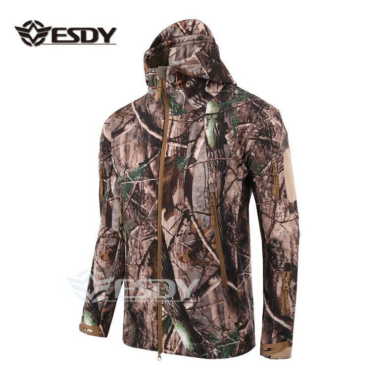

ESDY Hunting Men Army Camo Jacket Military Outdoor Waterproof Tactical Softshell Jacket wholesale, Leaves camo