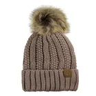 Customize Tuque Knitted Hat Adult Subtly Knit Bobble Beanie Hat Jacquard Poms Ribbed Pompom Beanie Gorro Invierno