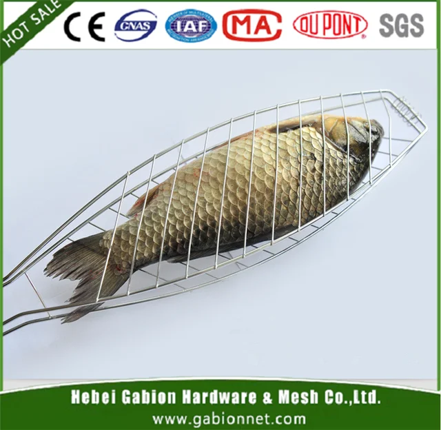 bbq stainless steel fish grilling basket net