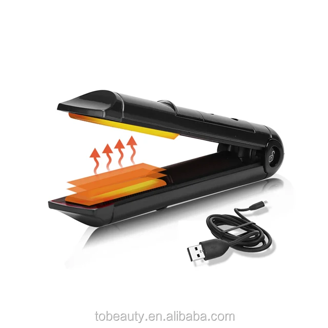 Travel Battery Charge Mini USB Cordless Hair Straightener With Comb