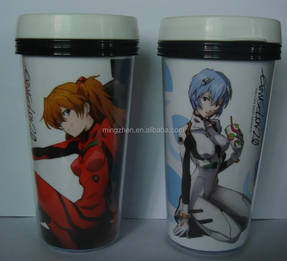 Promotional double wall 160z double-wall plastic travel mug with paper insert