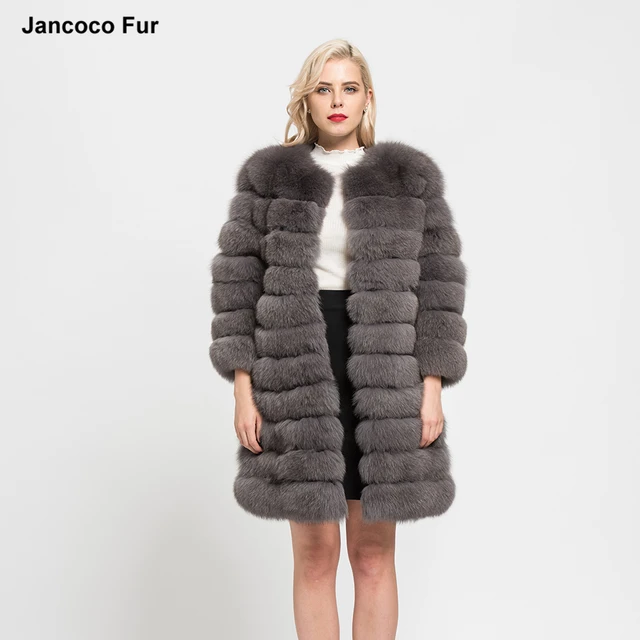 Stable Quality 11 Rows Winter Warm Real Fox Fur Long Coats Women's Outerwear Genuine Fur Jacket Overcoat