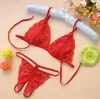 Sexy lace transparent lady opening lure three-point female sexy underwear open-crotch suit ready to ship