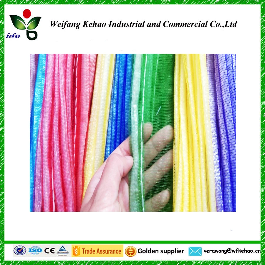 PE plastic onion garlic potatoes monofilament nylon mesh drawstring bag for sale