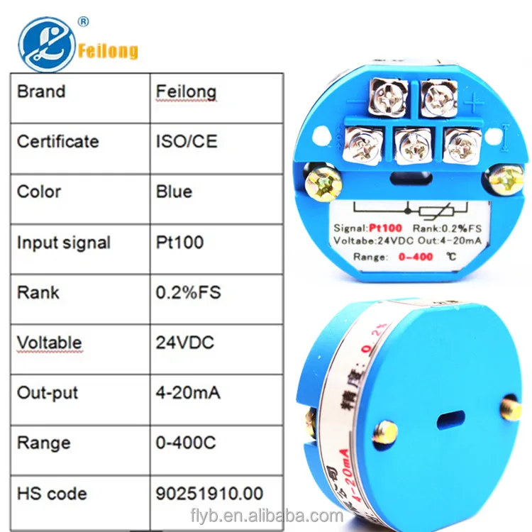 4-20MA 0~200℃ RTD PT100 SBW Temperature Sensor Transmitter Module