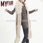 Fashion women's Long knitted scarf with fur knit scarf