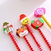 Cartoon Pattern Rubber Christmas Pencil Wooden Creative Christmas Presents Holiday Gifts For Kids Students School