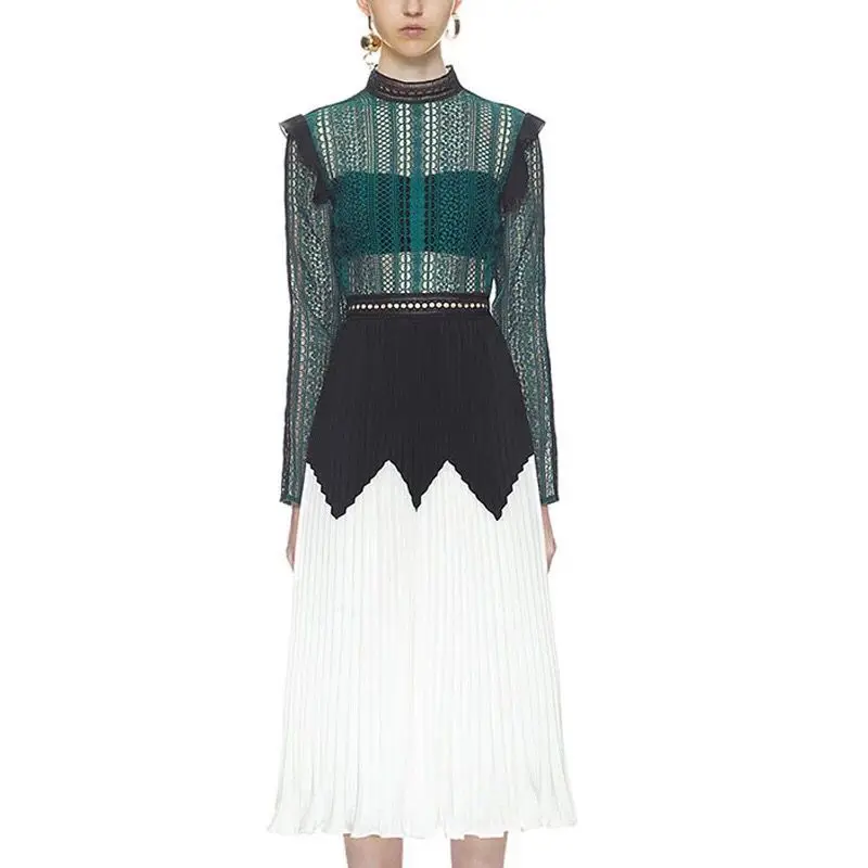 2019 New Arrival Fashion Design lace long Sleeves Chiffon Pleated long Dress For Women, Green/customized
2019 New Arrival Fashion Design lace long Sleeves Chiffon Pleated long Dress For Women, Green/customized