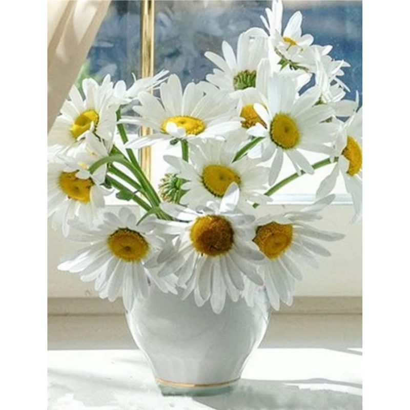 Factory Custom 5d Diy Diamond Painting White Daisies Ceramic Vase Bedroom Wall Art Home Decor Full Drill Diamond Kits Wholesale
Factory Custom 5d Diy Diamond Painting White Daisies Ceramic Vase Bedroom Wall Art Home Decor Full Drill Diamond Kits Wholesale