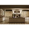 birch plywood support with elements in glass and stainless steel kitchen cabinet