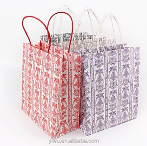 ethnic special pattern printed white kraft paper gift bag with