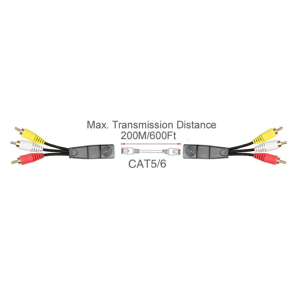 3RCA Extender 2 Pack 3 RCA to RJ45 Balun Component Video and Audio Extender Over Cat5/6 - ANKUX.COM