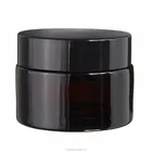 30g Amber Glass Facial Cream Empty Jar Cosmetic Sample Packing Container Refillable Pot With Black Lid For Travel