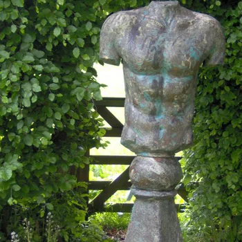 Antique Metal Garden Ornament Male Sculpture Life Size Bronze Man Nude