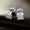 china cheap shiny hiphop white rhinestone silver 925 micro pave rhodium plated stud earrings for men