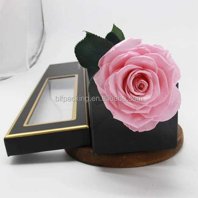 rose flower packaging gift box paper pvc window cardboard flower