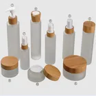 Cosmetic jars and bottles packaging,bamboo lid cosmetic packaging