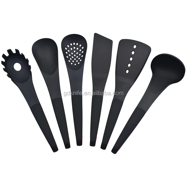 2017 Eco-friendly new and unique design TPR handle 6PCS nylon kitchen utensil set