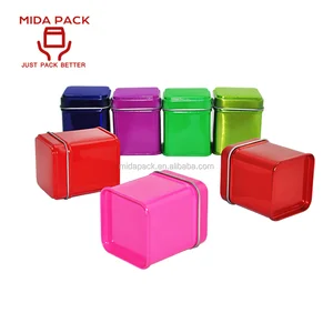 custom printed square shape cosmetic gift packaging tin box