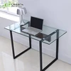 Clear tempered glass top computer desk with metal leg