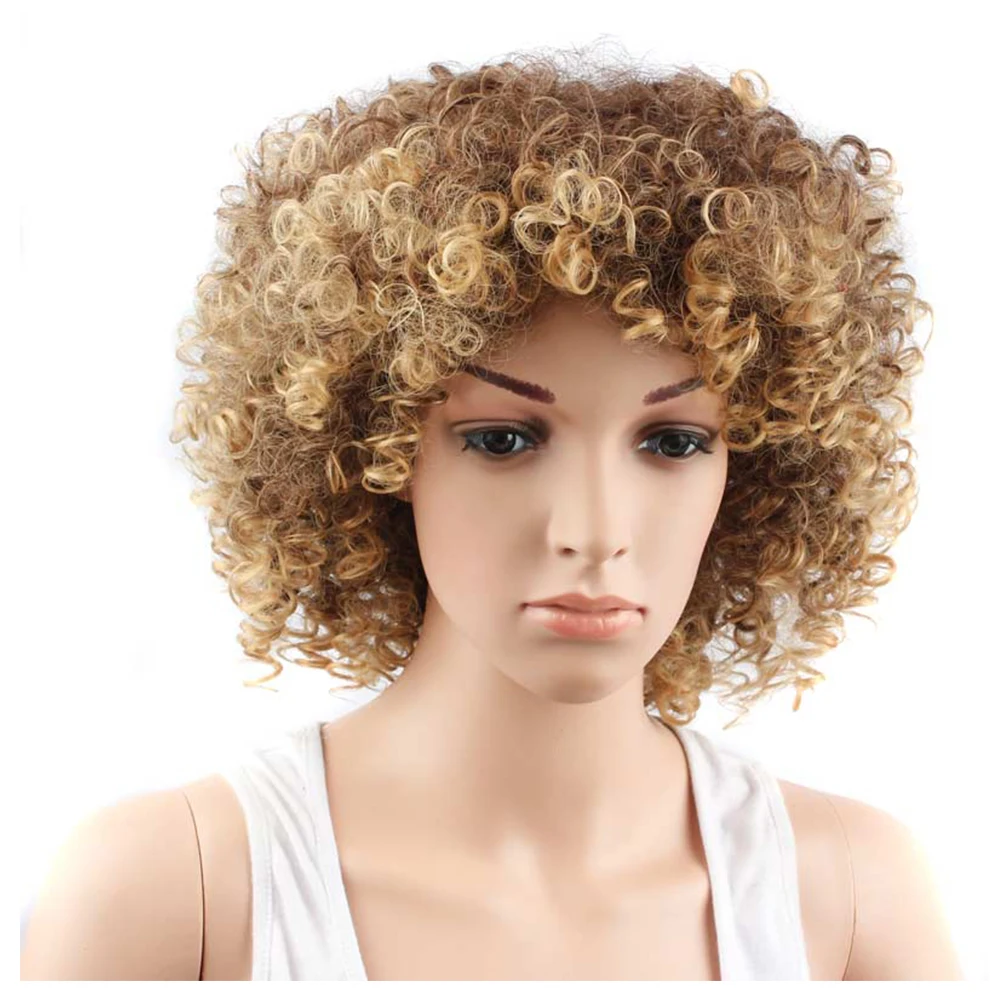 Yxcheris Curly Hair Mixed Brown Blonde Wavy Hairstyles Synthetic