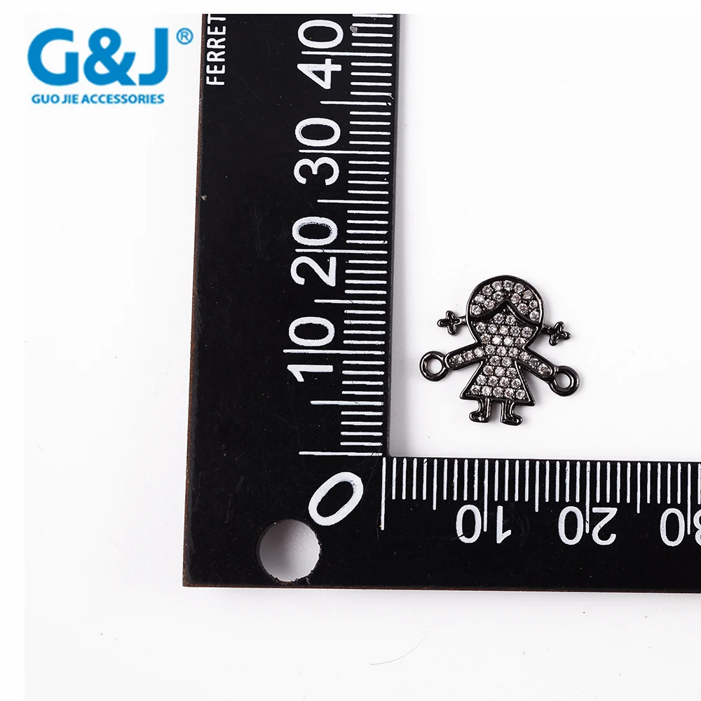 Guojie brand wholesale 20pcs fashion copper micro pave CZ cute women jewelry girl bracelet pendant charm pendant