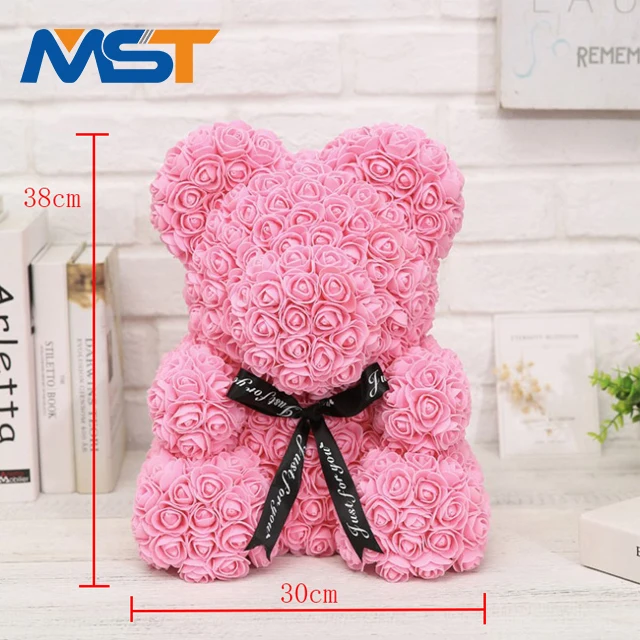 Factory price novelty forever love cute pe rose flower foam bear For Birthday Gifts .jpg