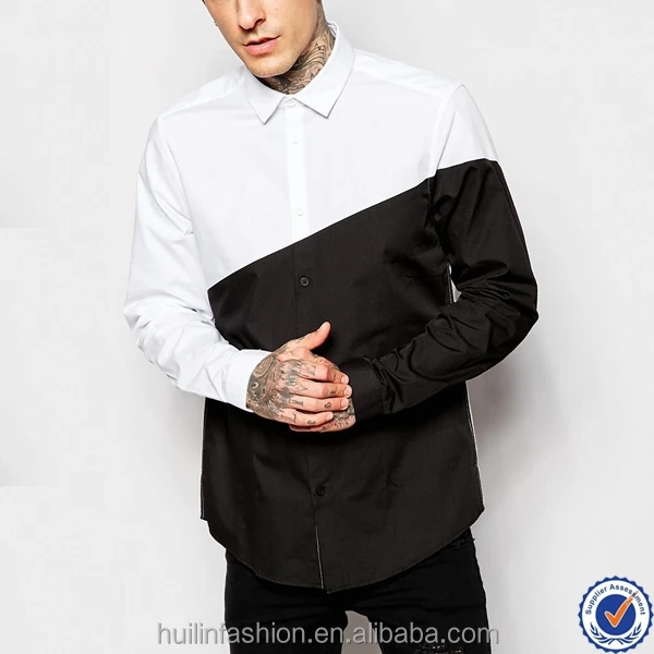 half black half white dress shirt