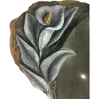 Black Granite Beautiful Flower Carving Tombstone Carving Headstone