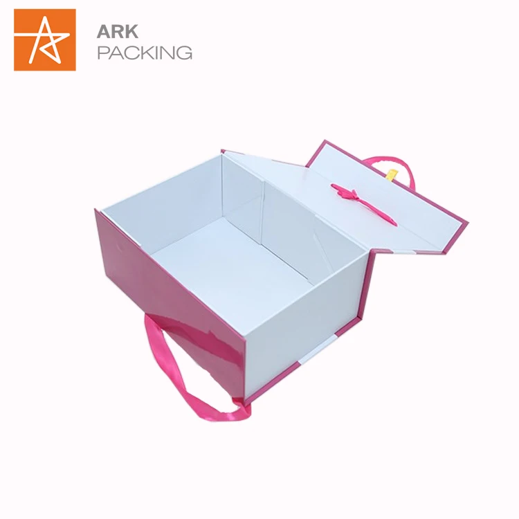 customized collapsible eco-friendly folding rigid pink gift