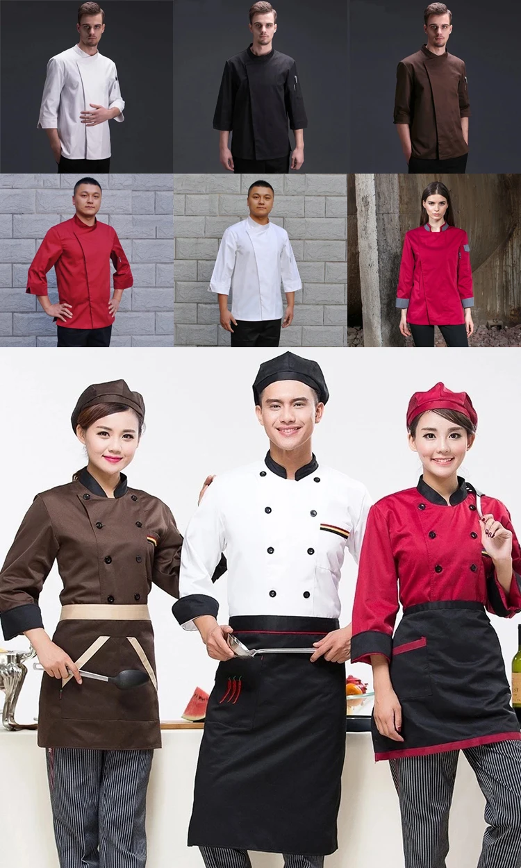 65% polyester 35% cotton soft chef garment coat double row button cook uniform chef uniform for food industry