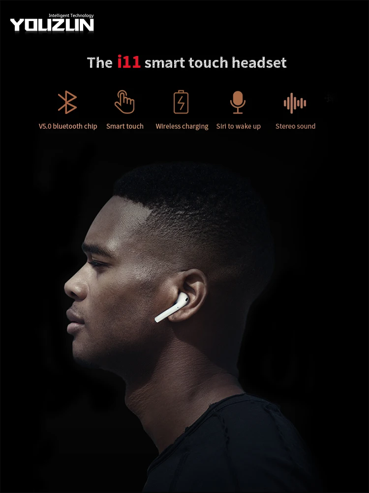 Fingerprint touch sensor i11 bluetooth earbuds activate Siri iem earphones wireless earbuds high quality - ANKUX.COM