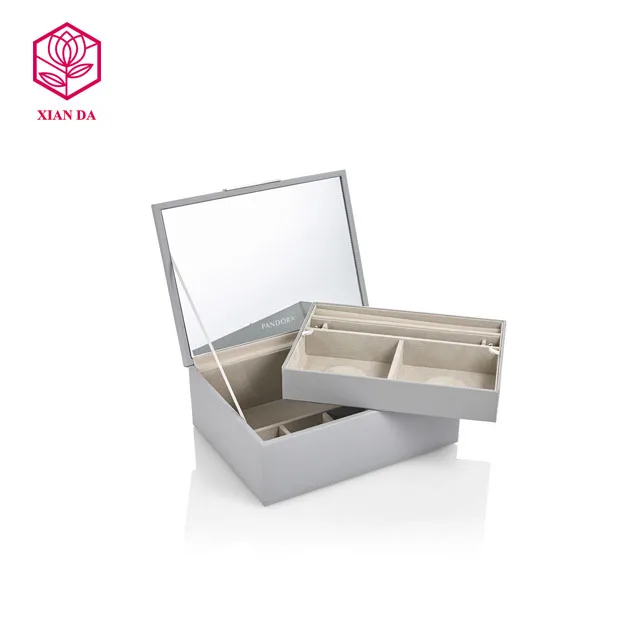 luxury custom wooden white leather travel jewelry storage box