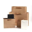 In stock kraft paper bag with handle accept customized logo