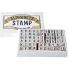 64pk mini alphabet craft rubber wooden stamp set