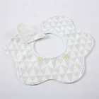 100% cotton 360 rotate washable waterproof white triangles print christening baby bibs pack bandana set in stock