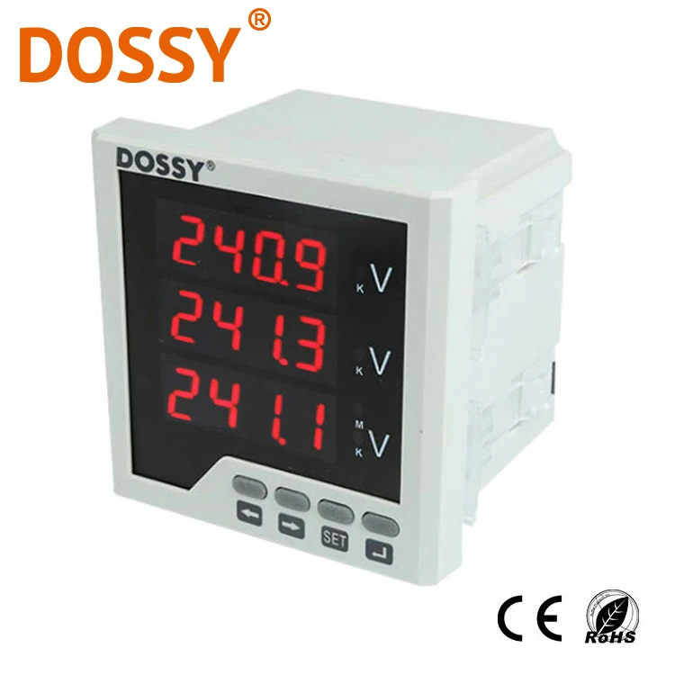Intelligent Digital Display Voltmeter Three-phase AC Voltage Meter 80x80mm