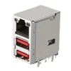 Factory Customized DIP Type Three Layers 3 layers USB 2.0 Jack and RJ45 Jack keystone with LED Connector