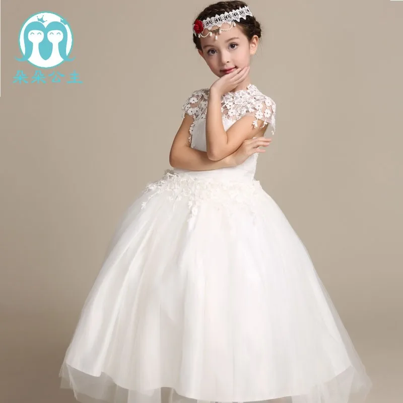 White Custom Made Princess Kids Flower Girl Dress - Lunss